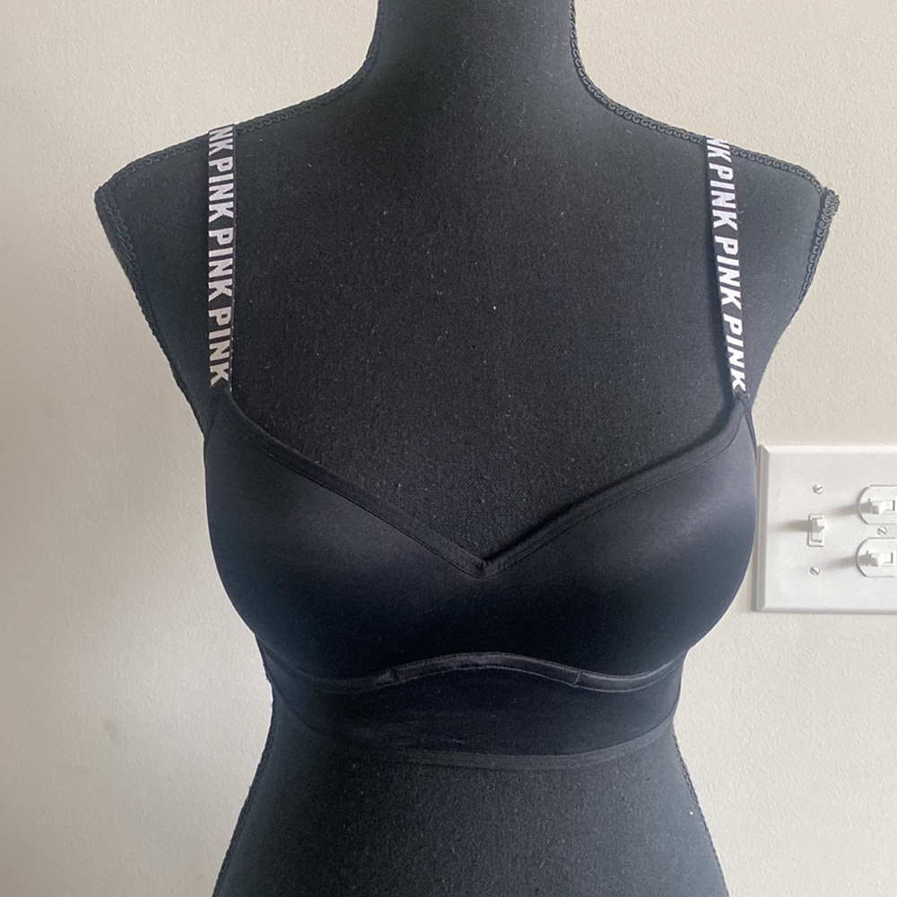 New With Out Tag Pink Victoria’s Secret Small Black And White Logo Bralette